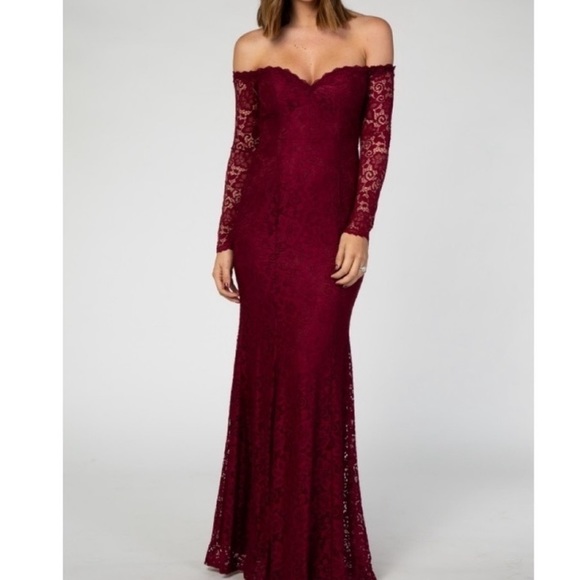 PinkBlush Lace Off Shoulder Mermaid Maxi Dress - Picture 2 of 7